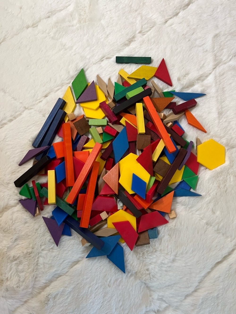 Wood/plastic Pattern Blocks Set Color Shapes Math Manipulatives Homeschool